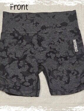 Gymshark Women's Dark Asphalt Gray Grey & Black Camo High-Waist Bike Shorts